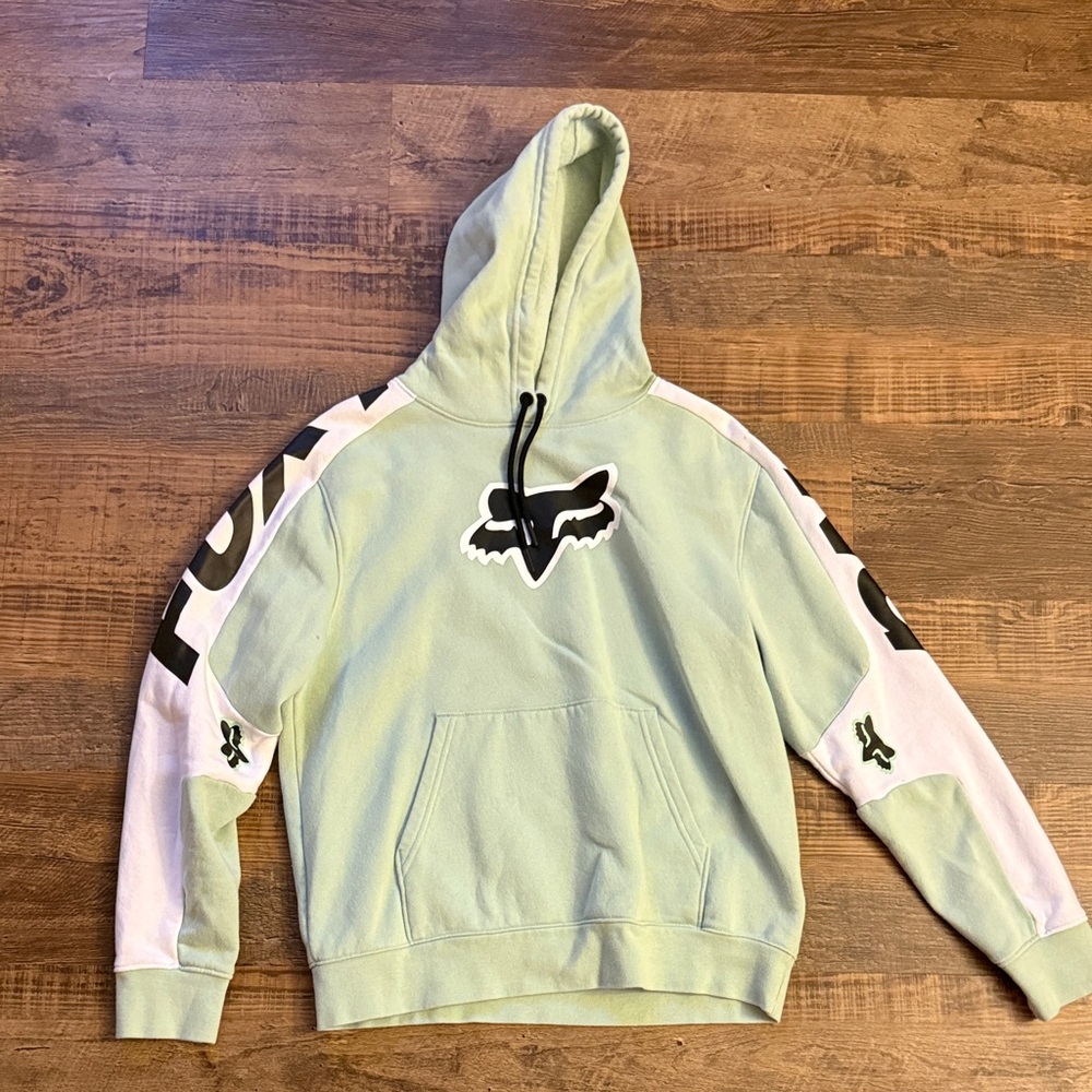 Fox Women's Mint Green Hoodie with Black and White Details